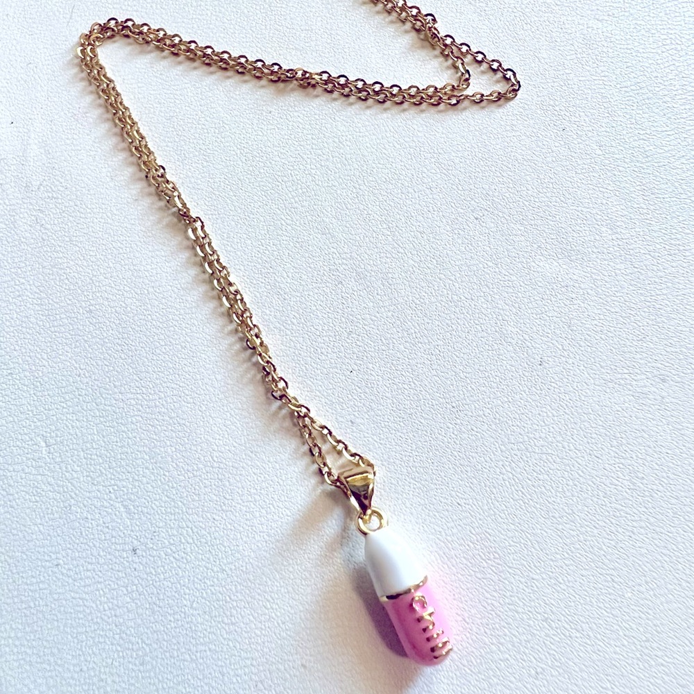 Pink Chill Pill Necklace